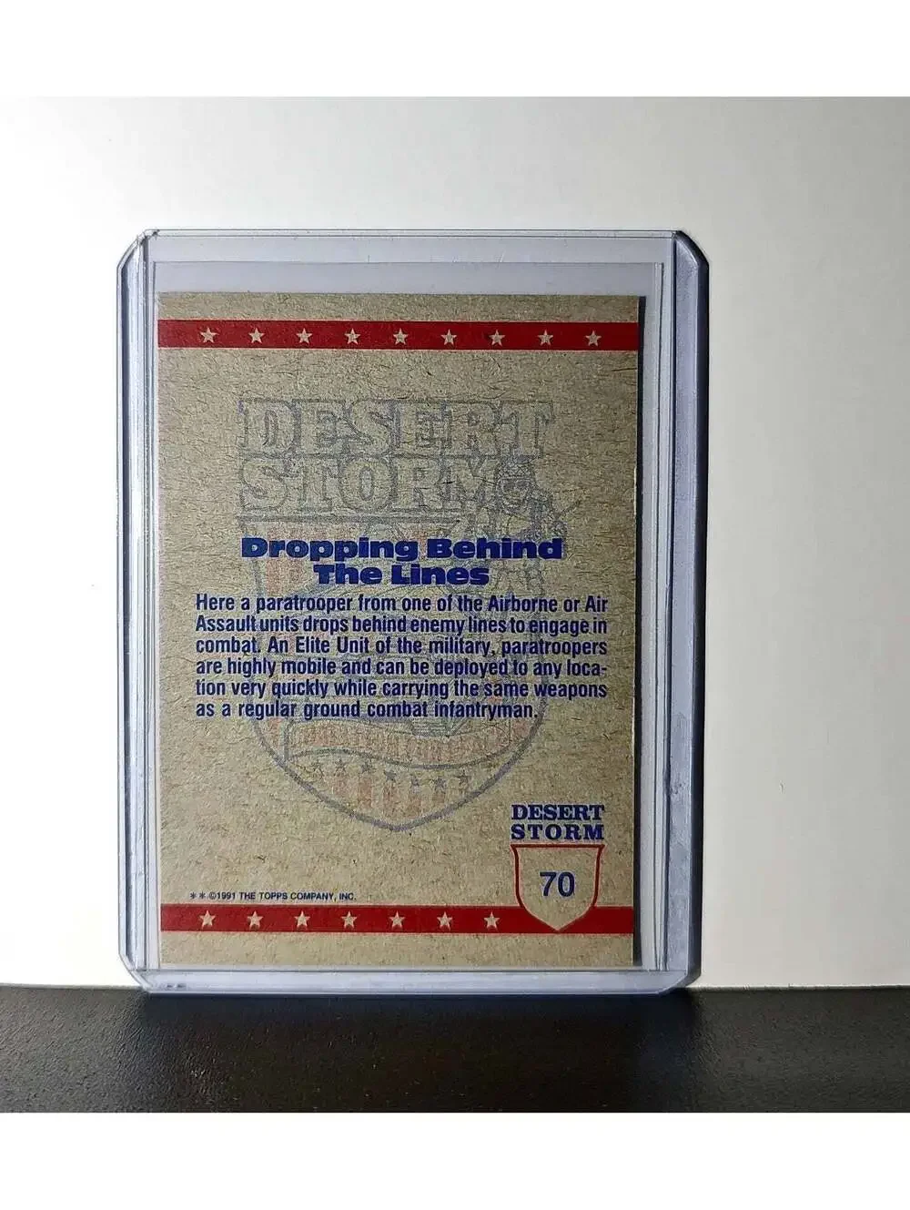 Paratrooper in Flight 1991 Topps Desert Storm #70 Card